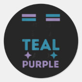 In September Wear Teal Purple For Men And Women Ronde Sticker (Voorkant)