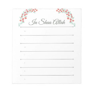 In shaa Allah Islamic notepad Notitieblok