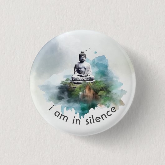 In Silence Boeddha Meditatie Button voor Retreat # (Voorkant)