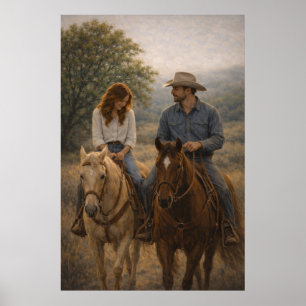 In stap vallen Westerse paardenkunst Poster