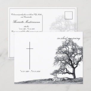 In stille rouw - boom op de weide briefkaart