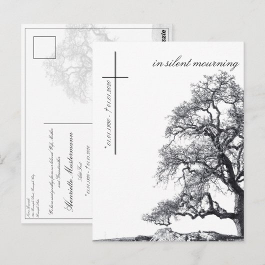 In stille rouw - boom op het weiland briefkaart (Voorkant / Achterkant)