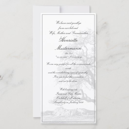 In stille rouw - boom op weide (Achterkant)