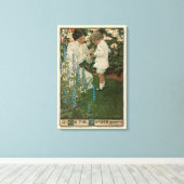 In the Garden by Jessie Willcox Smith Canvas Afdruk (Insitu (Houten vloer))