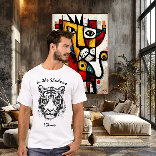 In The Shadows, I Thrive - Fierce Tiger Line Art T-shirt