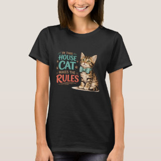 "In This House Cat Makes The Rules" Kitten Bow  T-shirt