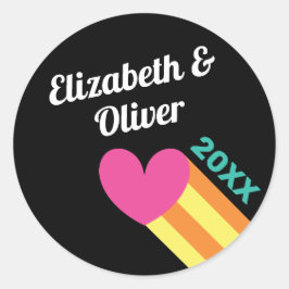 In totaal 80 jaar roze heartbruiloft ronde sticker