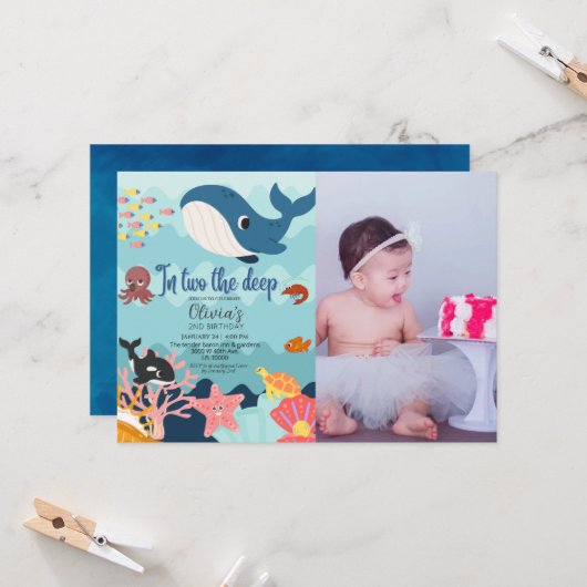 In twee de diepe, onderwater 2e verjaardag kaart (Voorkant / Achterkant in situ)