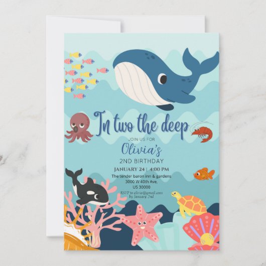 In twee diep, onderwater 2de verjaardag kaart (Voorkant)
