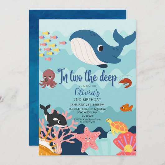 In twee diep, onderwater 2de verjaardag kaart (Voorkant / Achterkant)