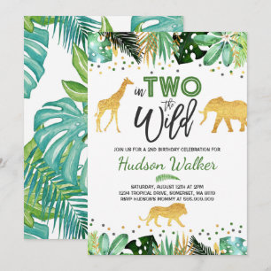 In Two The Wild Verjaardagsuitnodiging Jungle Dier Kaart