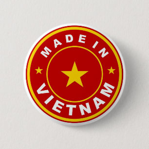 in vietnam vervaardigd etiket onder de productvlag ronde button 5,7 cm