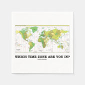 In welke tijdzone ben je? Wereldkaart Servetten (Voorkant)