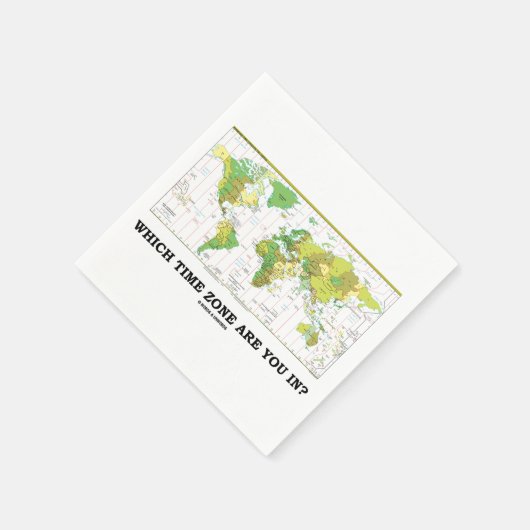 In welke tijdzone ben je? Wereldkaart Servetten (Hoek)