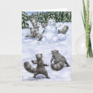 In West Coast Christmas: Raccoons Feestdagen Kaart