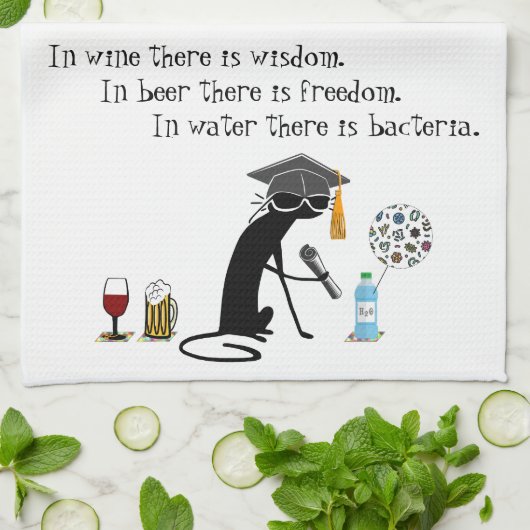 In wijn is er Wisdom Funny Wine Gezegde Theedoek (Gevouwen)