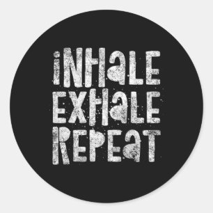 Inademen, Uitademen, Herhalen, Ademhalingsoefening Ronde Sticker