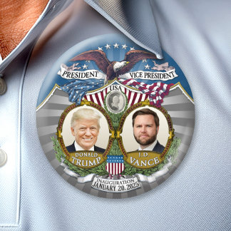 Inauguratie Overwinning - Donald Trump JD Vance Ronde Button 7,6 Cm