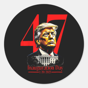Inauguratiedag 2025 Donald Trump 47e President Ronde Sticker