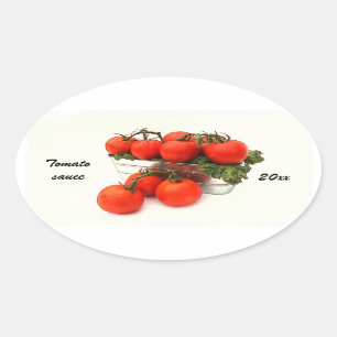 Inbliketiket tomatensaus ovale sticker