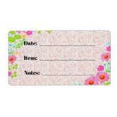 Inblikken en voedselopslag Roze Bloemetiketten Etiket (Voorkant)