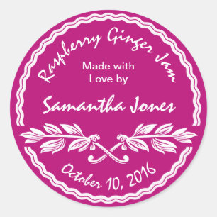 Inblikken Label Roze en Wit Klassieke Jam / Jelly