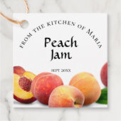 Inblikken Zelfgemaakte Perzik Jam en Ingrediënten  Bedankjes Labels (Voorkant)