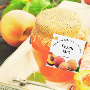 Inblikken Zelfgemaakte Perzik Jam en Ingrediënten  Bedankjes Labels