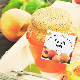 Inblikken Zelfgemaakte Perzik Jam en Ingrediënten  Bedankjes Labels