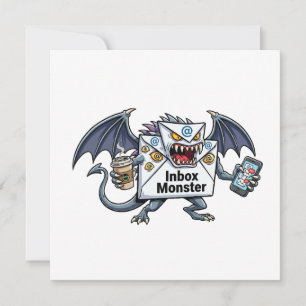 Inbox Monster E-mail Overbelasting Grappige Grafie Kaart