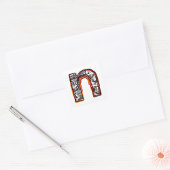 Inca Letter N Artistic Lettering Square Sticker