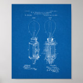 Incandescent Socket Patent voor lamp - blauwdruk Poster (Voorkant)