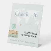 Inchecken Gastenboek Sign Travel Baby shower Reclamebord Met Voetstuk (Voorkant)