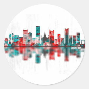 Incheon South Korea Skyline Ronde Sticker