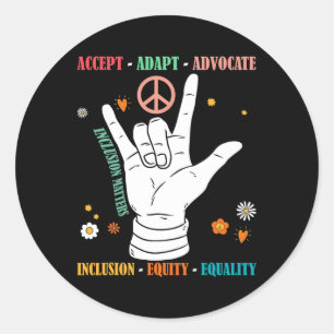Inclusie Problemen Autisme Bewustzijn Leraar Inspi Ronde Sticker