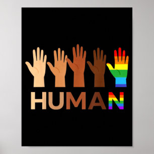 -Inclusieve harten voor BLM Rassenrecht Mens Poster