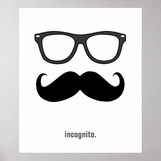 incognito - grappige snor en zonnebril poster (Voorkant)