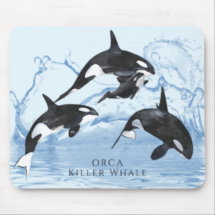 Incredible Black and White Watercolor Orcas Muismat