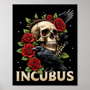 Incubus Crow Linker Schedel Bloem Halloween Kostuu Poster
