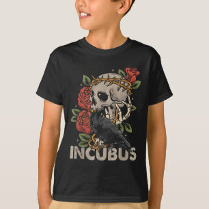 Incubus kraai linker schedel bloem Halloween kostu T-shirt