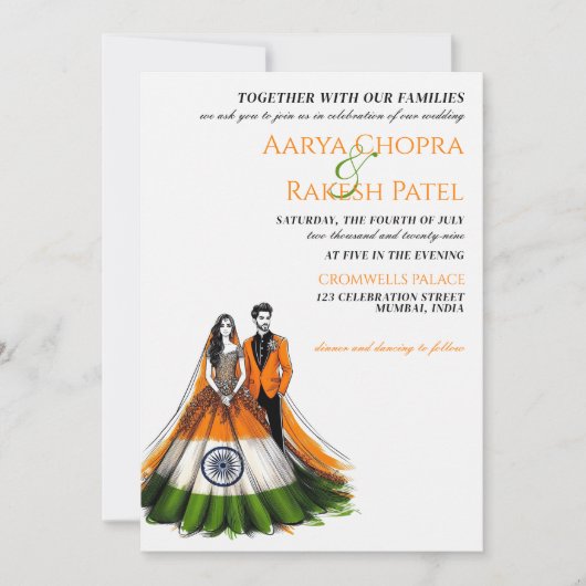 Inde Faire-part de mariage à deux (Devant)