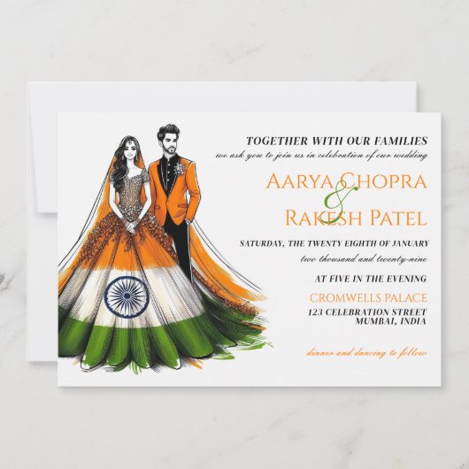 Inde Faire-part de mariage à deux (Devant)