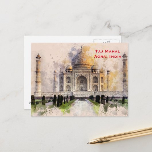 Inde Tourisme Vintage Voyage Ajouter carte postale (Devant/Arrière en situation)