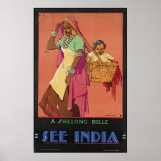 Inde Vintage voyage Poster et Imprimés rétros