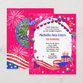 Indépendance Fille's Birthday Party Invitation (Devant / Derrière)