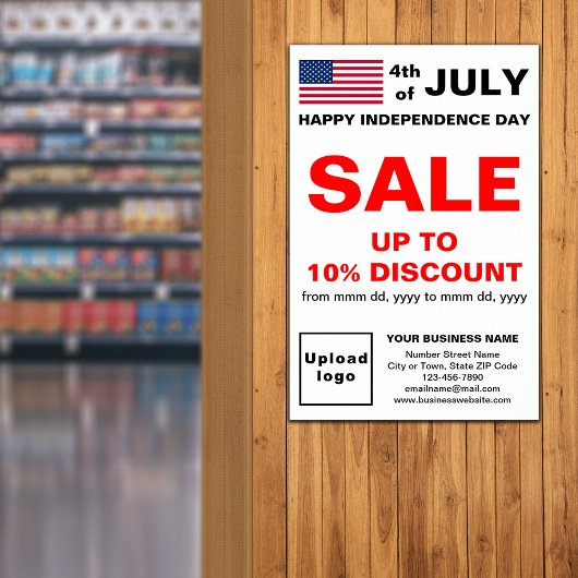 Indépendance Jour d'affaires Vente blanc Poster