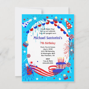 Indépendance Jour de l'Anniversaire Invitation