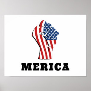Independence Day Close Fist USA Flag 4th Poster