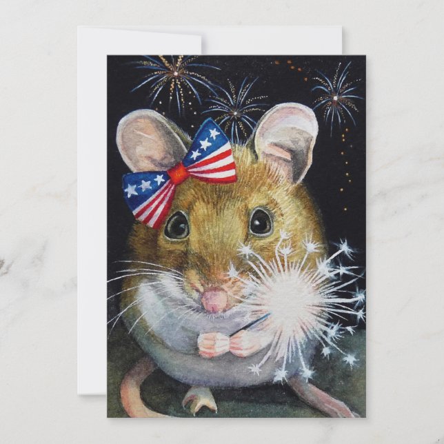 Independence Day Field Mouse No. 1 Waterverf Art (Voorkant)