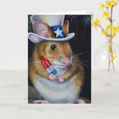 Independence Day Field Mouse No. 2 Waterverf Art Kaart (Gele Bloem)